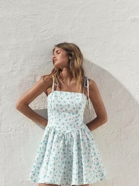 Zara White Floral Tie-Strap Sundress NWT